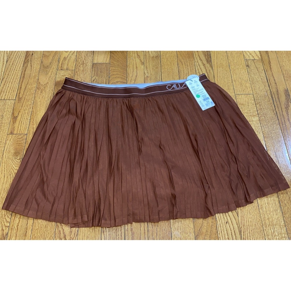 Calia Skort Pleated‎ Mesh High-Rise Red Brown Court Athletic Tennis XXL $88